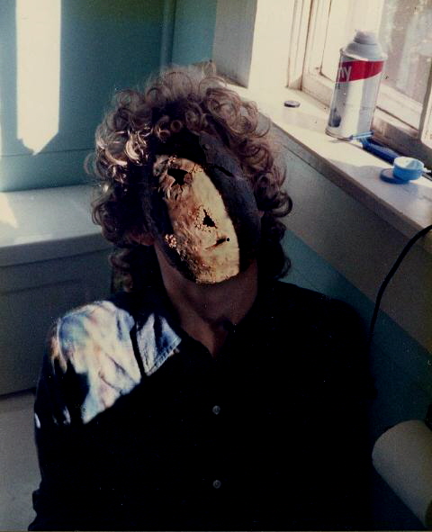 Larrt wearing his copper mask Corvallis, Or, 1982