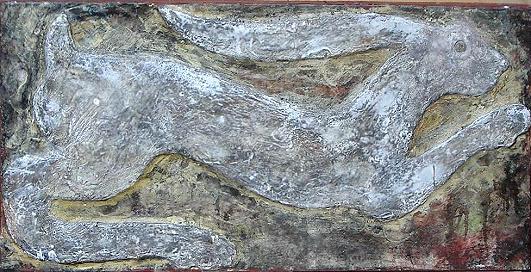 hare, 2008, raised encaustic, 12 x 24