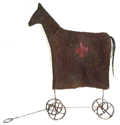 Dr.MInefierld’s horse of good intentions, 2001, ca 40 x 36 x 8
