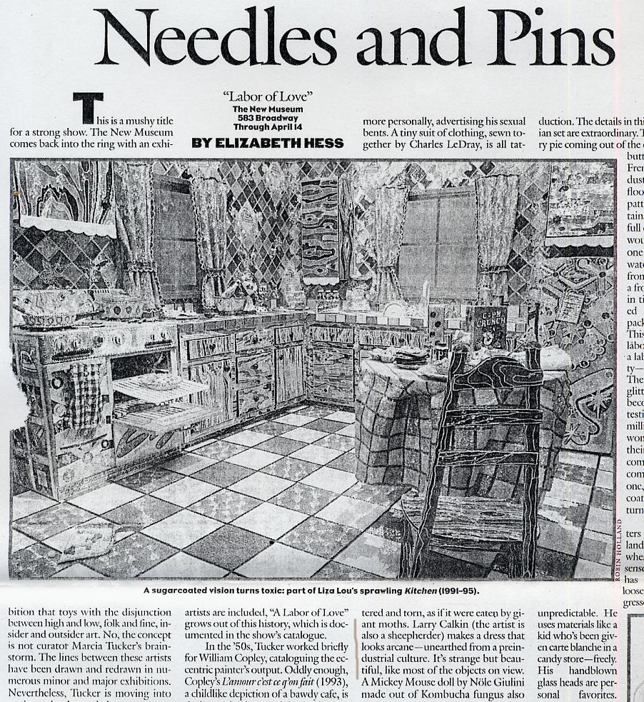  Exhibit Labor of Love at the New Museum, NYC, Village Voice, Feb 6, 1996